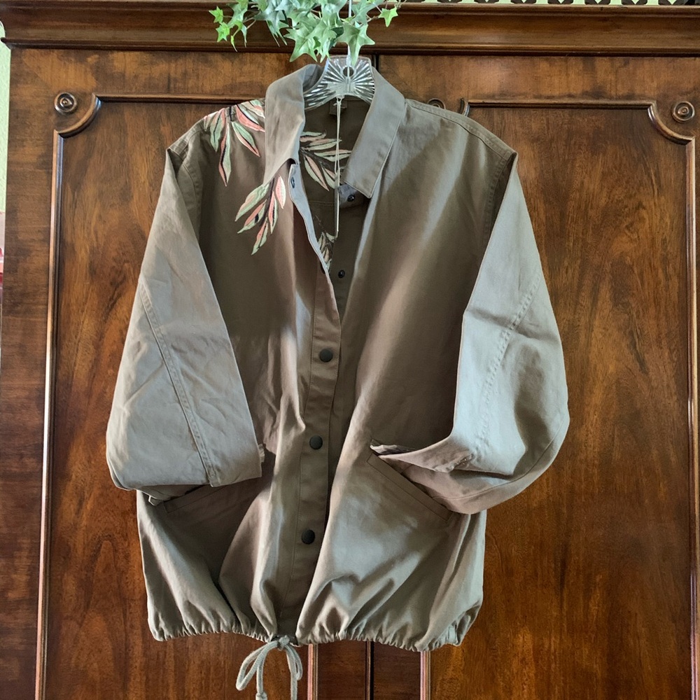 Tavik army green embroidered drawstring jacket